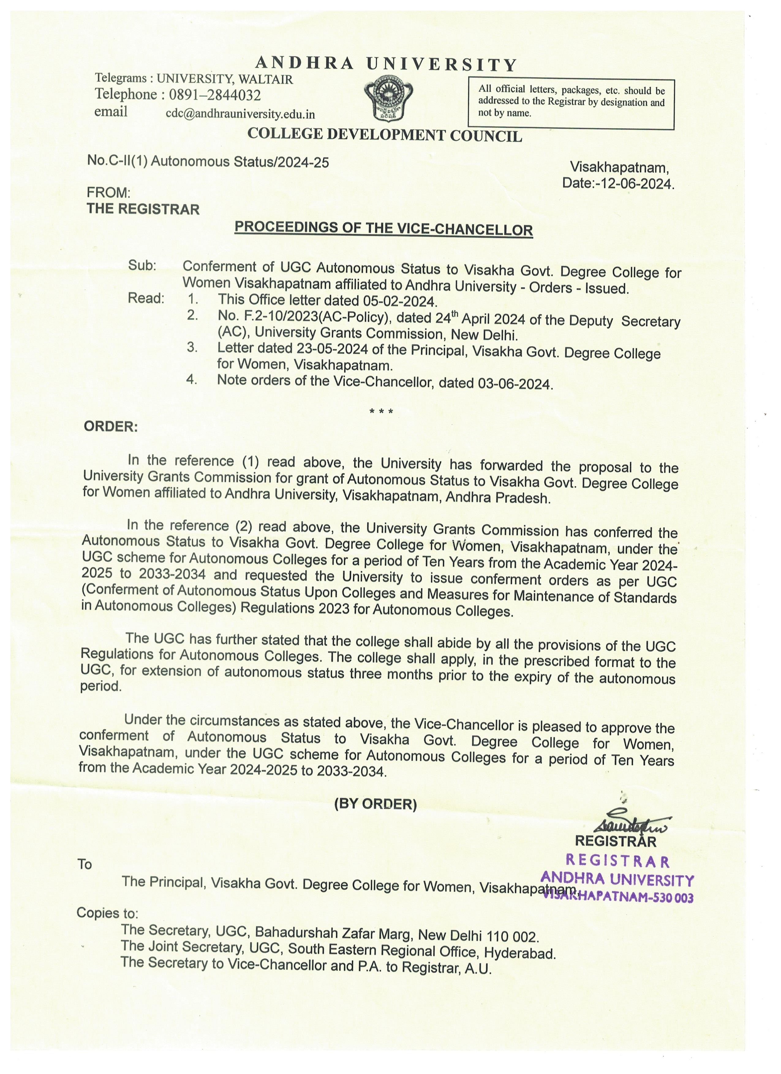 Autonomous | Visakha Govt Degree College